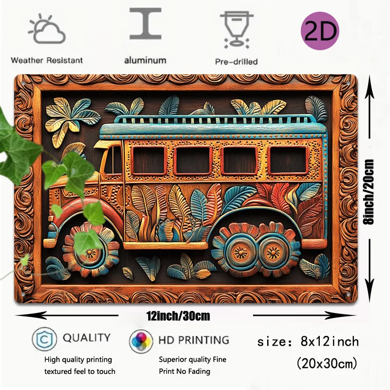 1 шт. алюминиевый настенный рисунок в винтажном дизайне автобуса