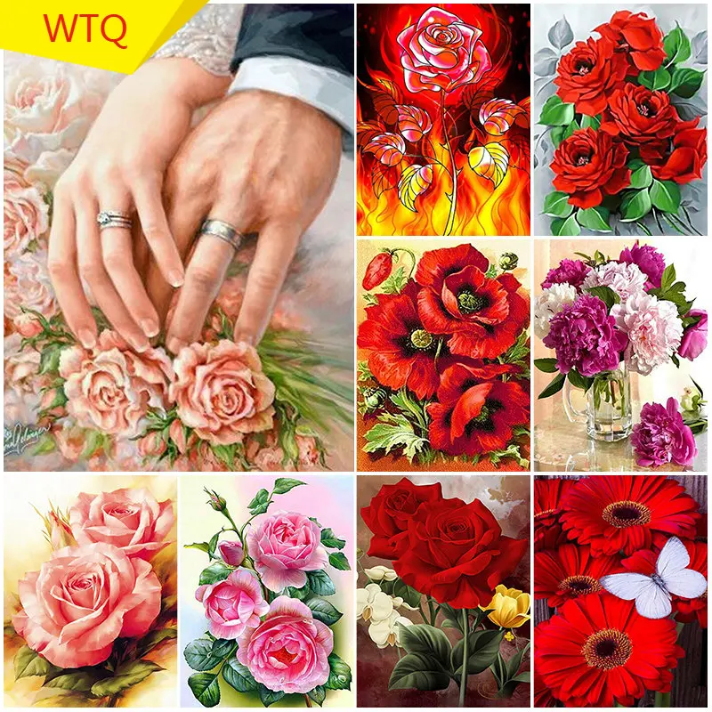 

5D Diamond Painting Flower Full Round Diamond Inlaid Rose Resin Embroidery DIY Rhinestone Mosaic Picture Home Decor Gift