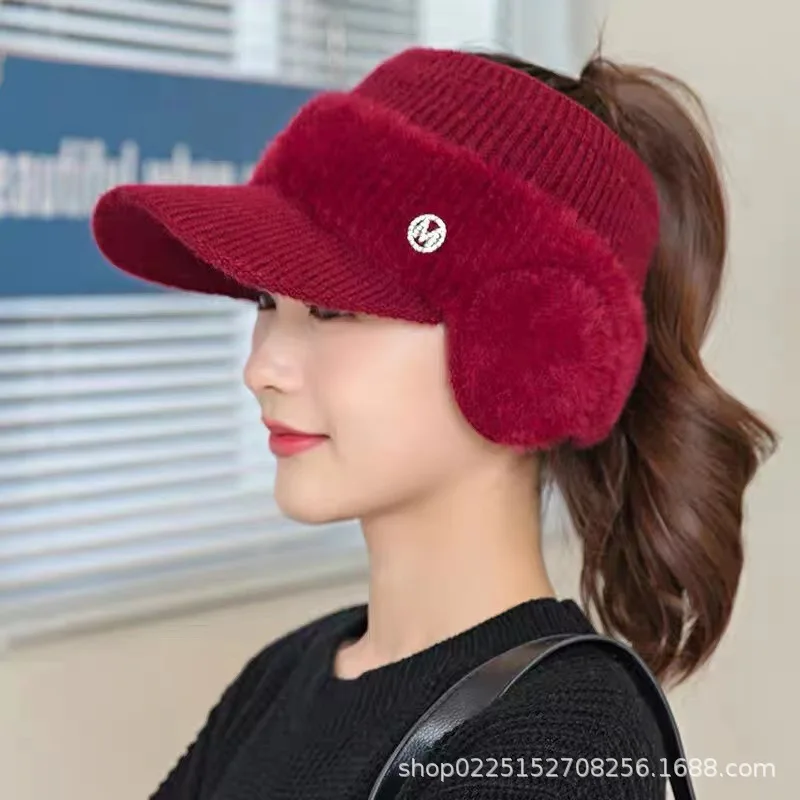 

Шапка женская осенне-зимняя шерстяная шапка с защитой ушей без воздуха корейский стиль универсальная утолщенная теплая вязаная шапка