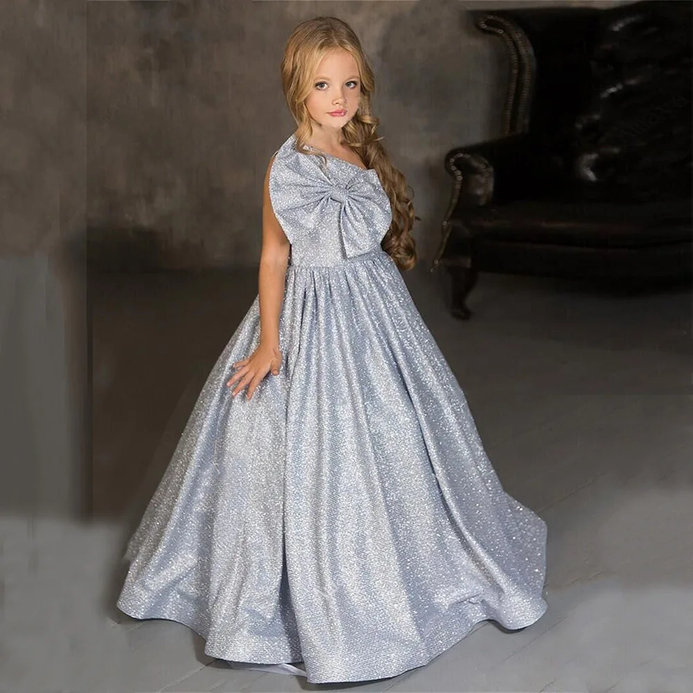 Золотое детское банкетное платье Squirt на одно плечо для девочек выступлений