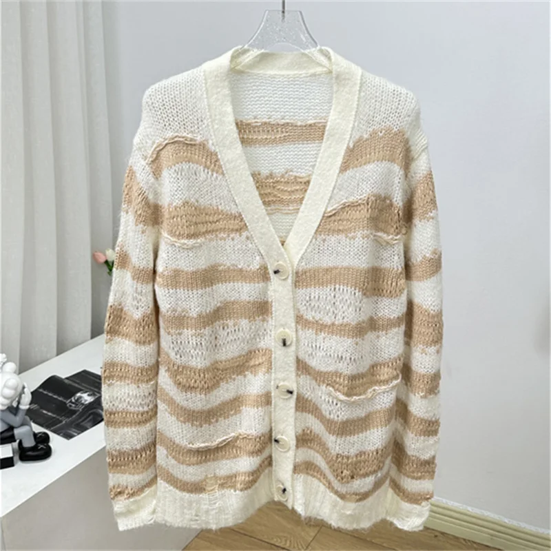 Кардиган для женщин весна 2024 новый эластичный вязаный облегающий женский топ с