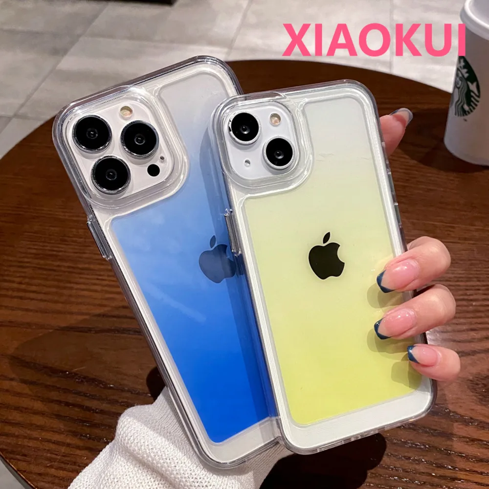 

Luxury Gradient Transparent Cases For iPhone 13 12 Shockproof Soft Silicone Bumper Acrylic Cover for iphone 11 Pro Max