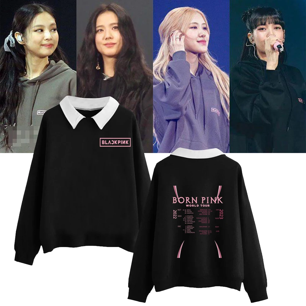 

2022 Kpop Born Pink Sweatshirts Long Sleeve Women Pullover Fashion
