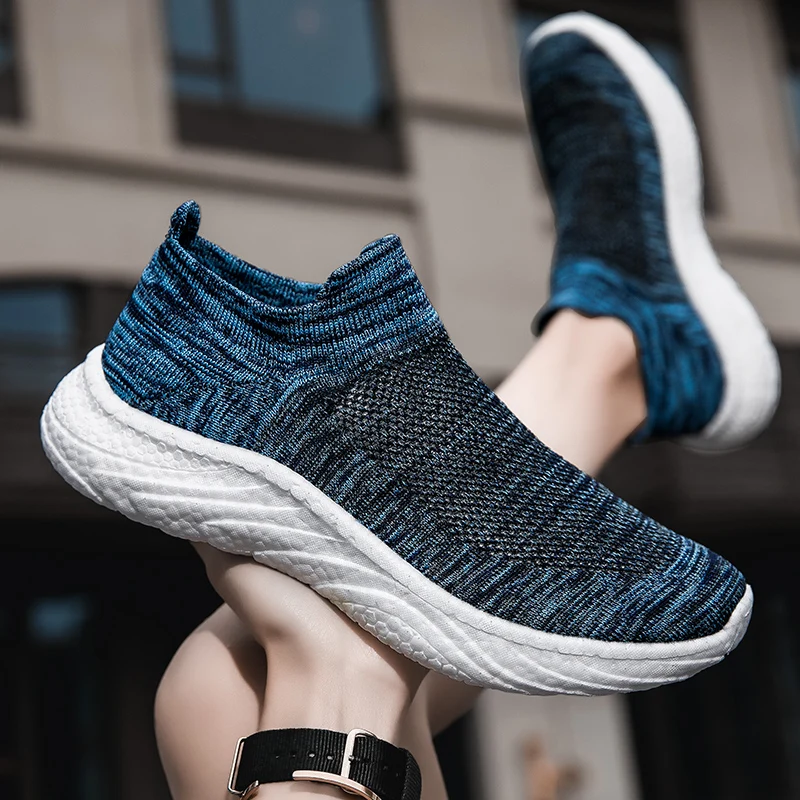 Big Size 35-45 Summer Knit Slip-on Sock Sneakers Unisex Breathable Men Casual Sports Shoes Lightweight Soft Women Running Shoes