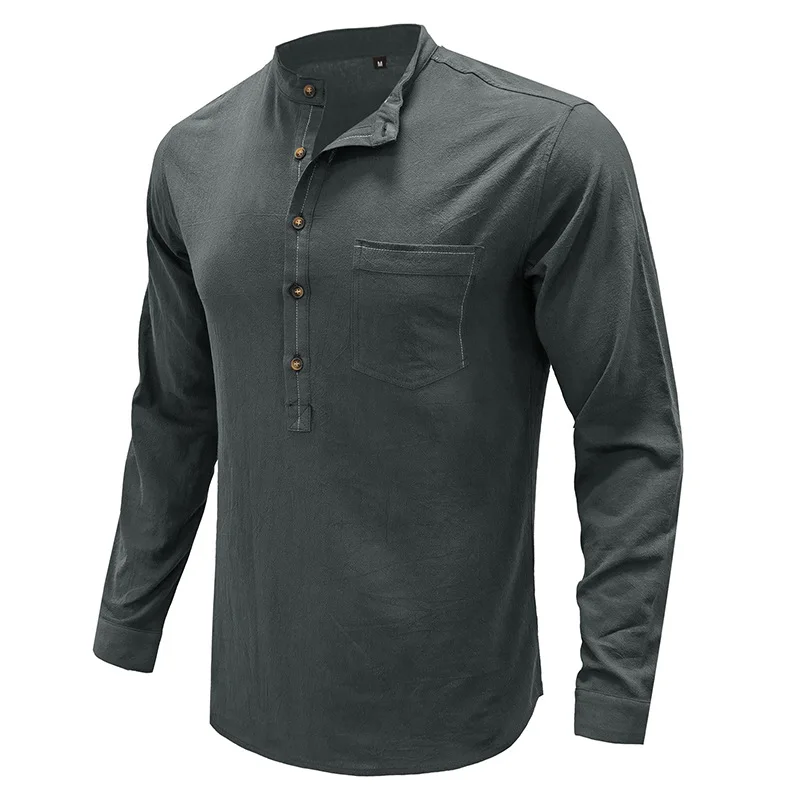 Mens Green Shirt Streetwear Fashion Male Solid Long Sleeve Tops Casual Cotton And Linen Shirt Mens Luxury Designer Clothing 2023