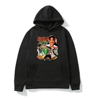 rapper 90s sza good days graphics long sleeve pullover hip hop vintage black hoodie top oversize streetwear sweatshirt men women
