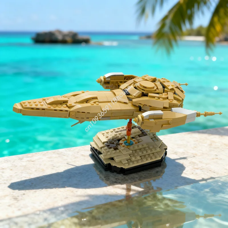 Фото 578 деталей MOC Золотой Нубийский Королевский Космический Корабль, модель из строительных блоков, архитектурные игрушки, идея для рождественского подарка, развивающий конструктор №1
