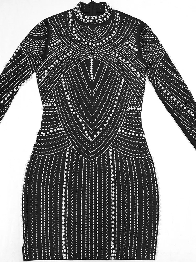 Bonnie Forest Glam женское мини-платье с воротником-стойкой и жемчугом стразами халат