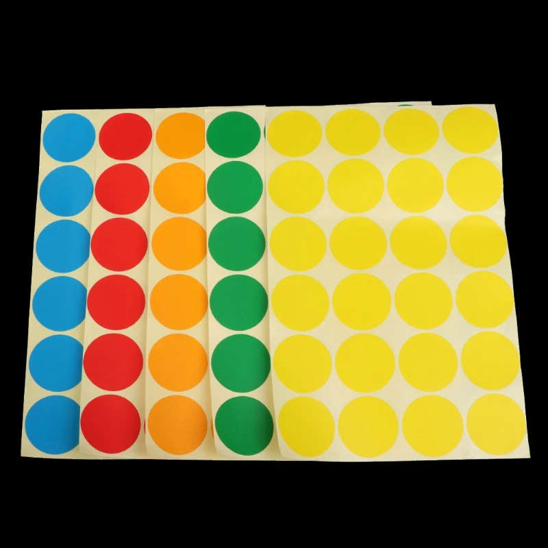 

Permanent Adhesive Coding Stickers Round Circle Dots Bright Colors Label Set New