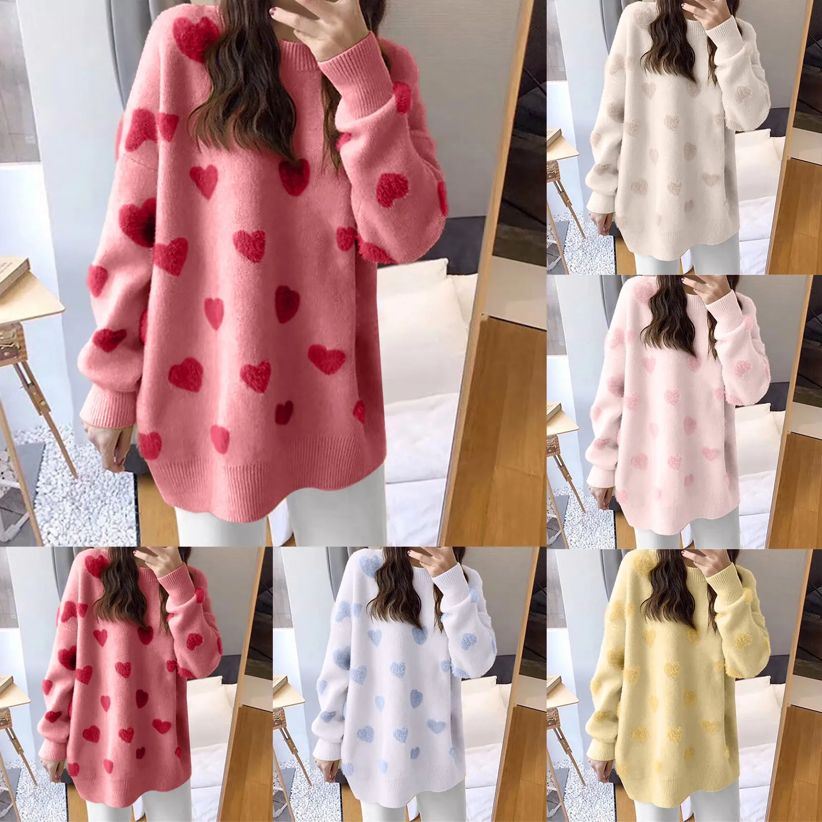 

Women's Autumn&Spring Vintages Day Love Pattern Knit Sweater Soft And Smooth Beautiful Sweater Pullovers Women
