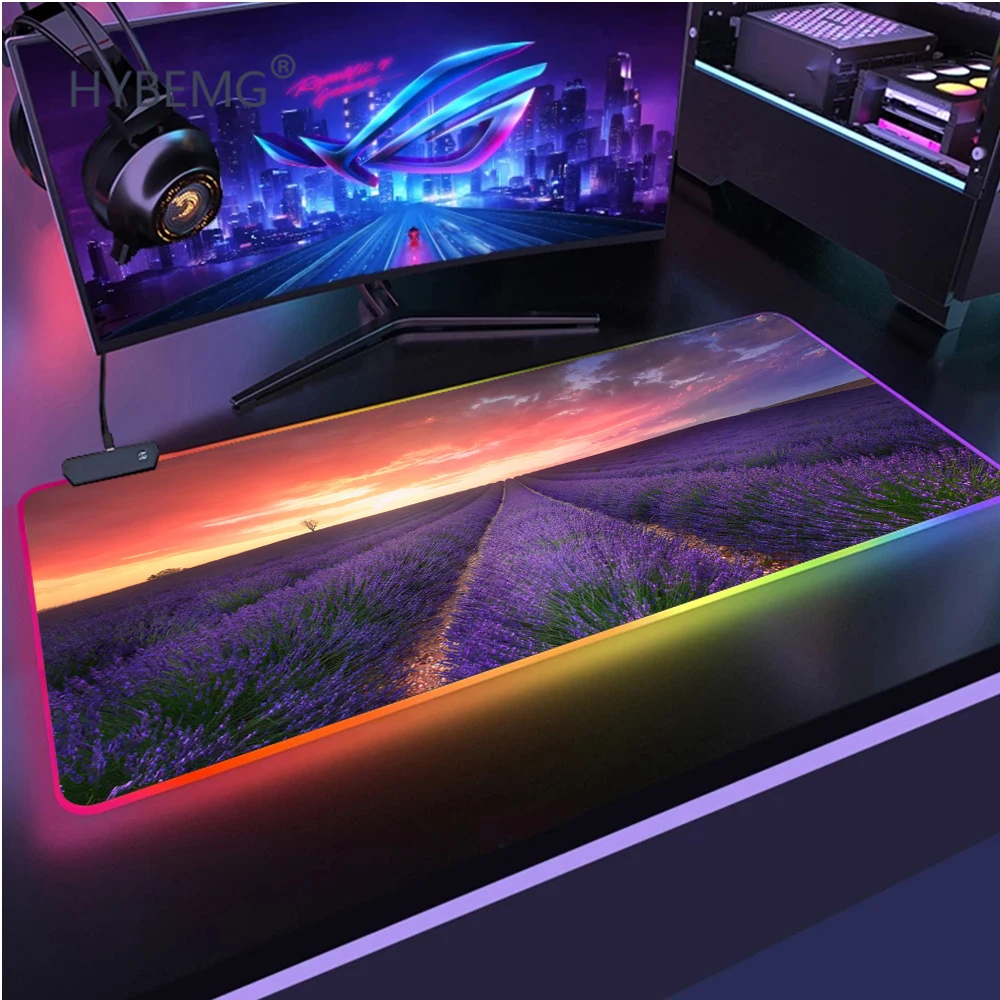 

RGB Mousepad Home New Computer Mouse Mat Desk Mats Keyboard Pad Pink Flower Soft Gamer Carpet Anti-slip Office Desktop Mouse Pad