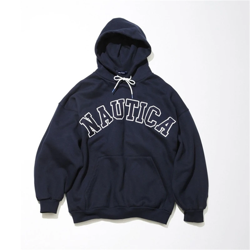 

NAUTICA JAPAN 22SS Chest Embroidery Heavy Classic Retro Drawstring Hooded Pocket Men's And Women's Loose Hoodies
