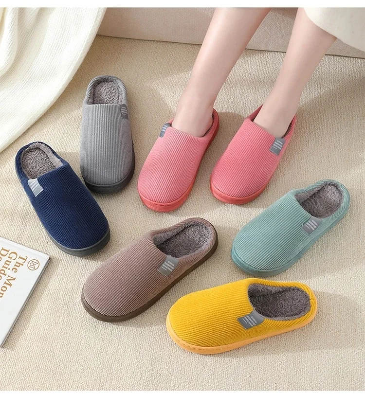 

New Winter Indoor Women Slippers Warm Autumn Non-Slip Home Plush Anti Slip Man Shoes House Floor Soft Slient Slides