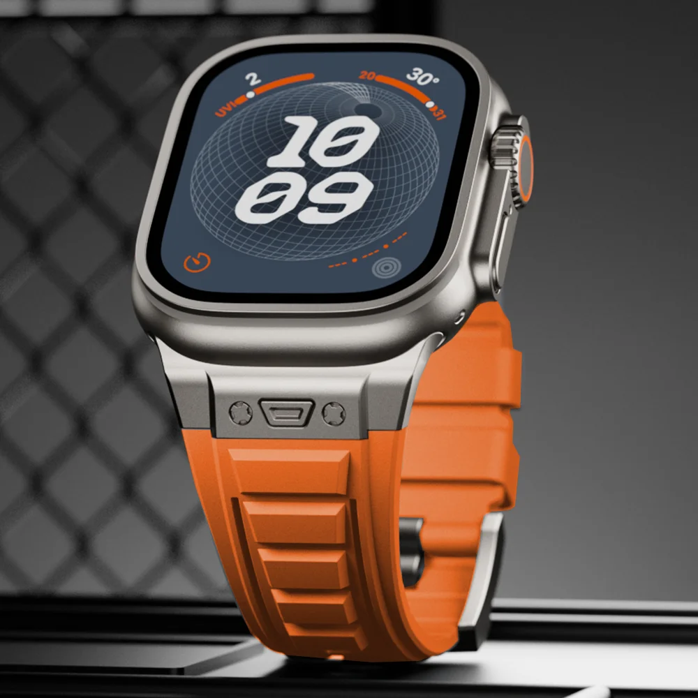 Ремешок силиконовый для Apple Watch Ultra 2 мягкий спортивный резиновый браслет iWatch 6 5 4 se