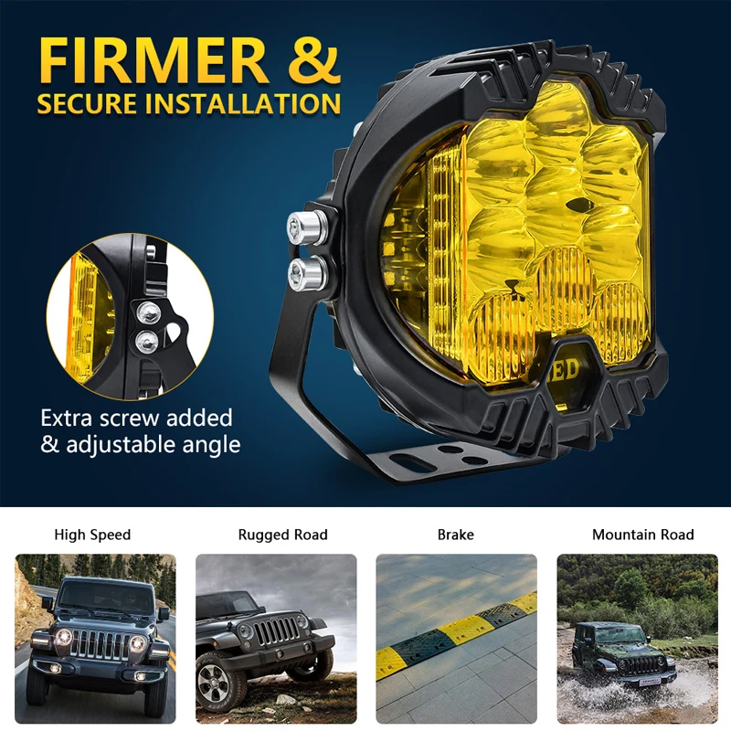 QIDEWIN 7-дюймовые светодиодные фары DRL Hi/Lo Beam 50 Вт 12 В 24 желтый 5-дюймовый светодиодный