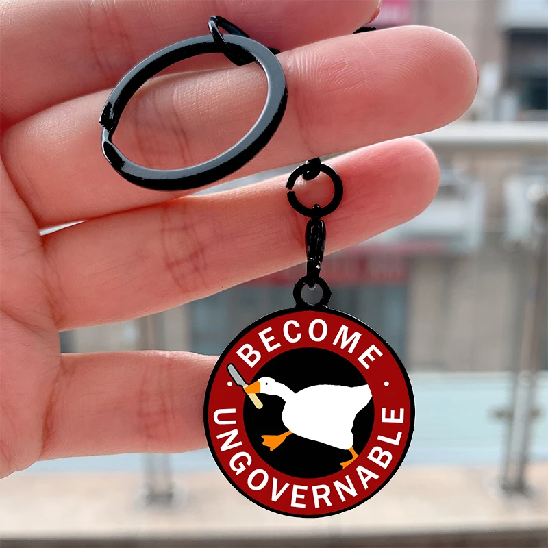 

Fashion Become Ungovernable Goose Cool Key Tag Motorcycles Cars Backpack Chaveiro Keychain For Friends Key Ring Gifts