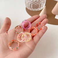 new ins transparent resin summer fruit geometric ring sweet and fashionable acrylic girl korean version ring party friend gift