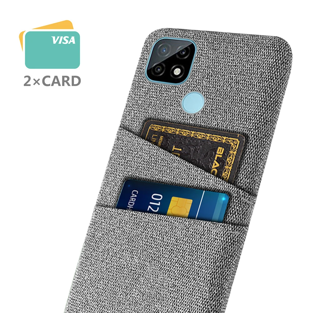 

For Realme C21 Case Realme C30 C21 C21Y C25Y C25 C25S C31 C35 Luxury Fabric Dual Card Phone Cover For OPPO Realme C21 Funda Capa