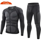 Бесшовное плотное тактическое термобелье, мужское Спортивное дышащее термобелье для тренировок и велоспорта, кальсоны