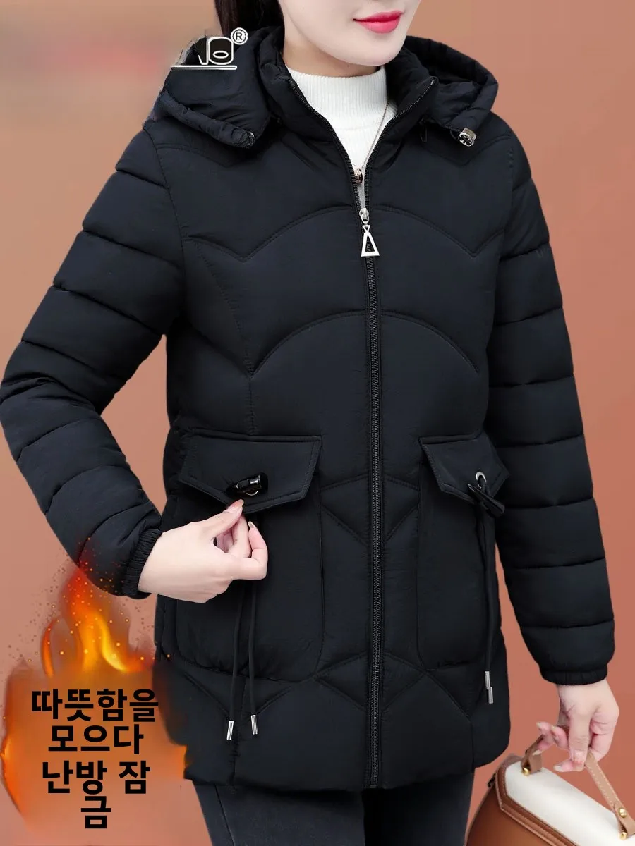 Пуховик Дятел с хлопковой подкладкой женская одежда средней длины зима 2024