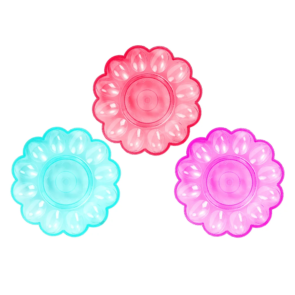

3 Pcs Egg Storage Tray Holders Multi-grids Plate Cake Glass Case Plastic Reusable Carton Fruit