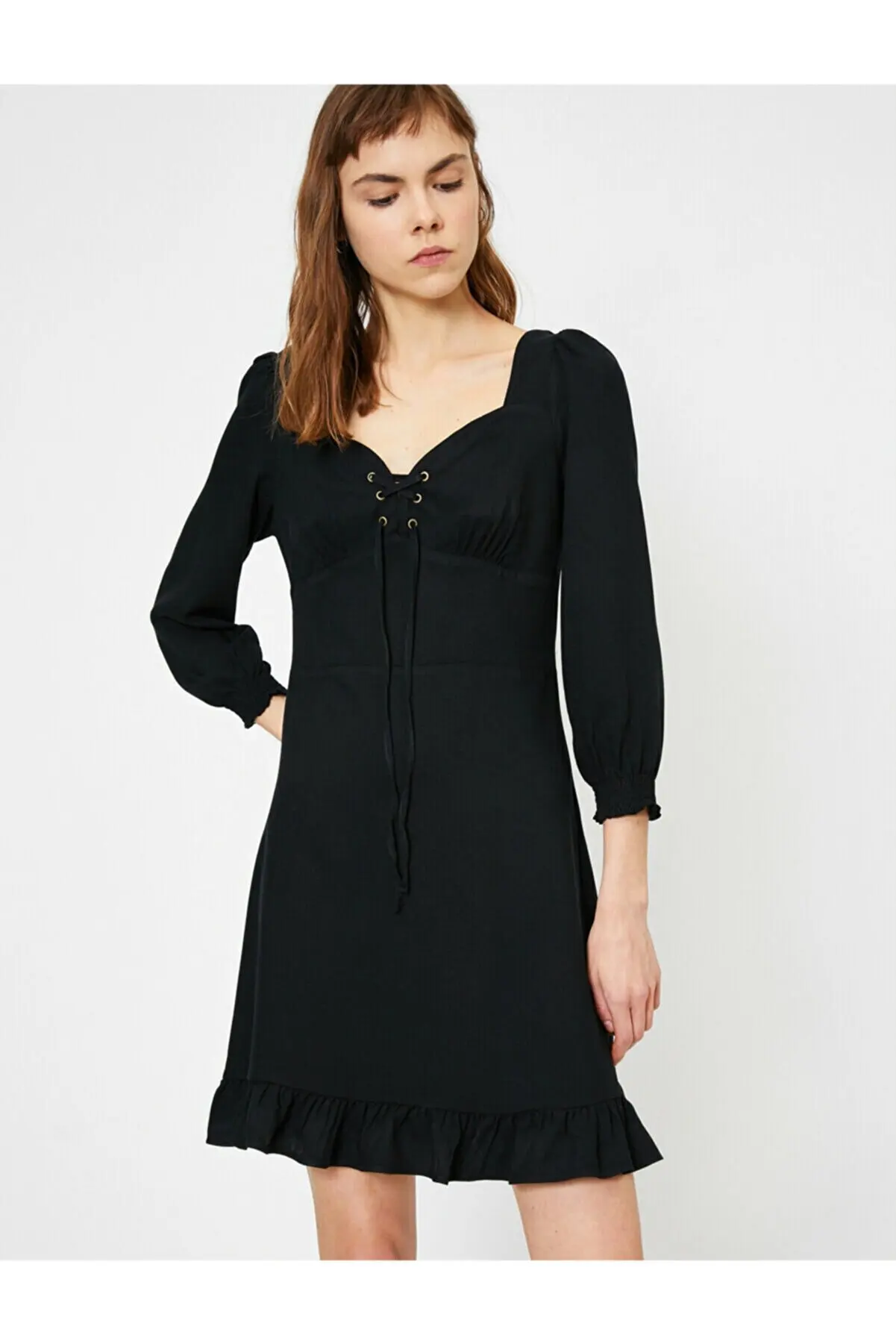 Женские черные платья с оборками Detae модные красивые и дешевые для женщин 36903393 -