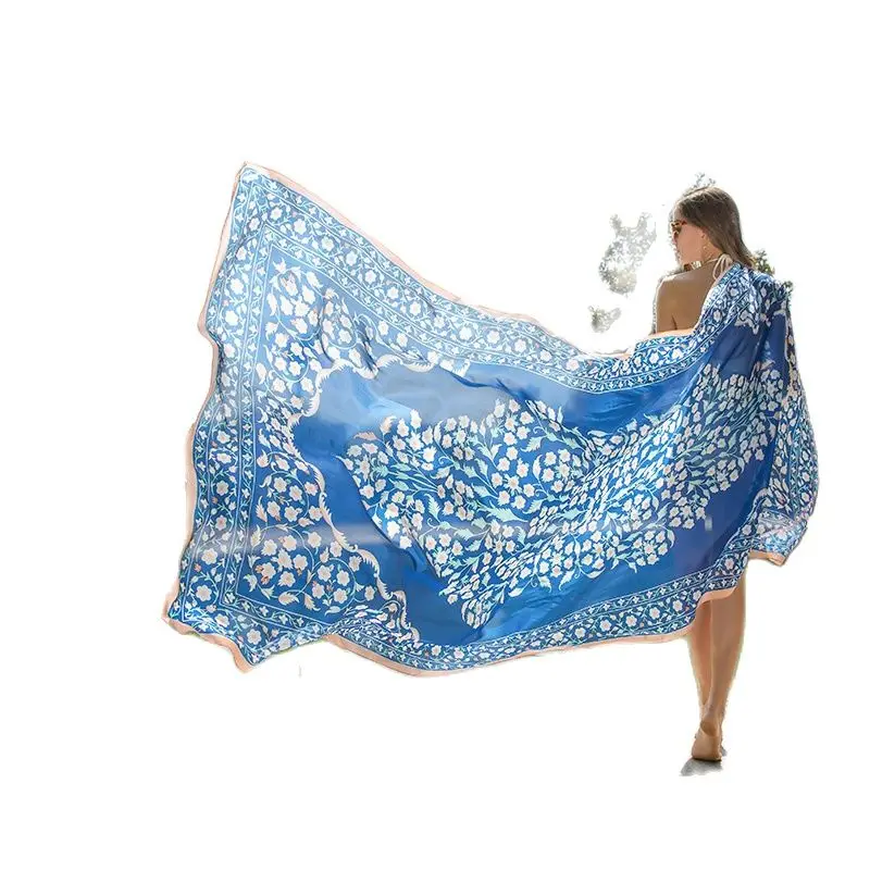 

Новинка 2022, женский шелковый шарф, женское роскошное Брендовое женское летнее пляжное одеяло, женский шелковый шарф из пашмины