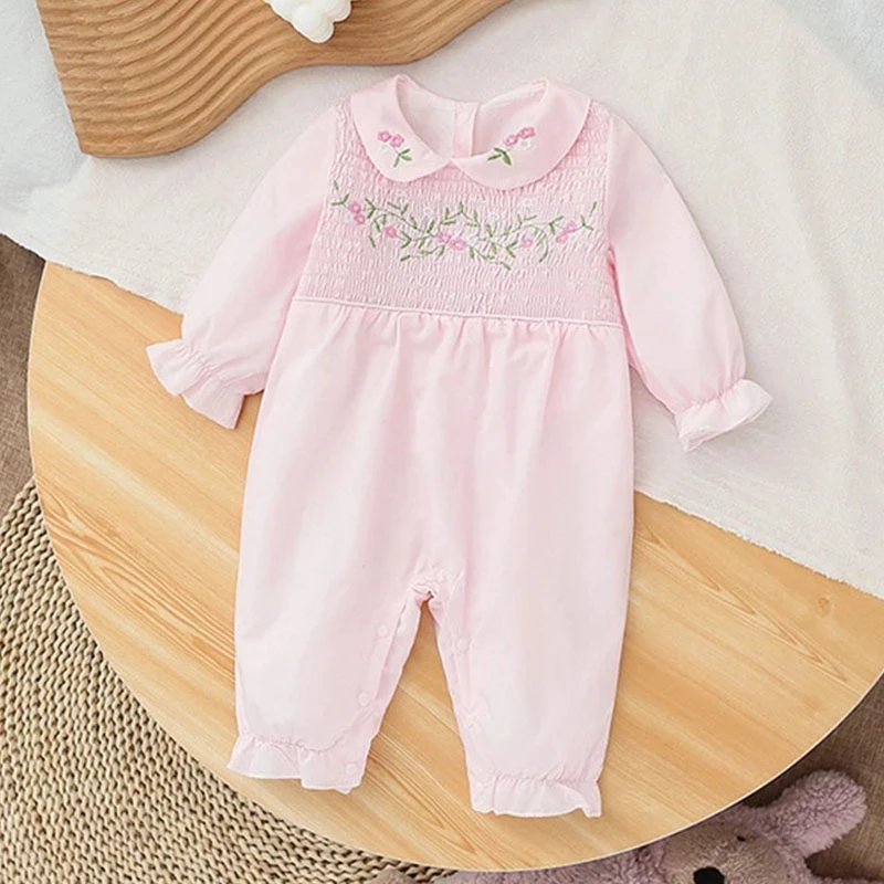 

Newborn Baby Girls Clothes Rompers Kids Baby Girl Rompers Autumn Infant Baby Girls Long Sleeve Doll Collar Embroider Jumpsuit