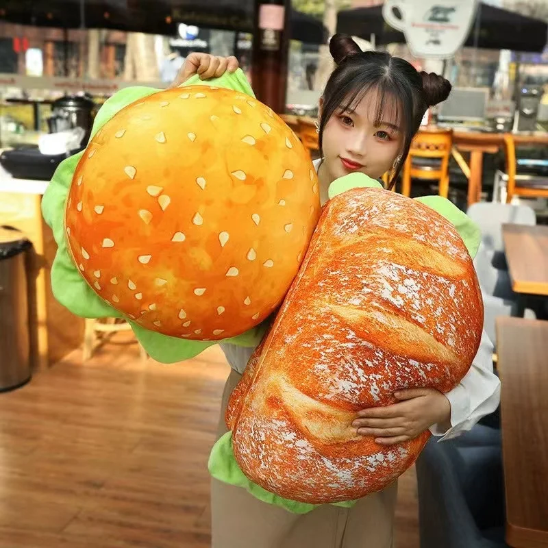 

New Cute Toast Sofa Cushion Home Decor Plushie Stuffed Soft Burger Pillow Car Seat Filled Backrest Funny Snack Bread Gift