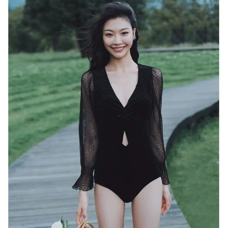 

LimonluckjSexy One-piece Swimwear Women Hot Styles Bathing Suit Cover Belly Thin Hot Spring Fashion Gathers Swimsuit