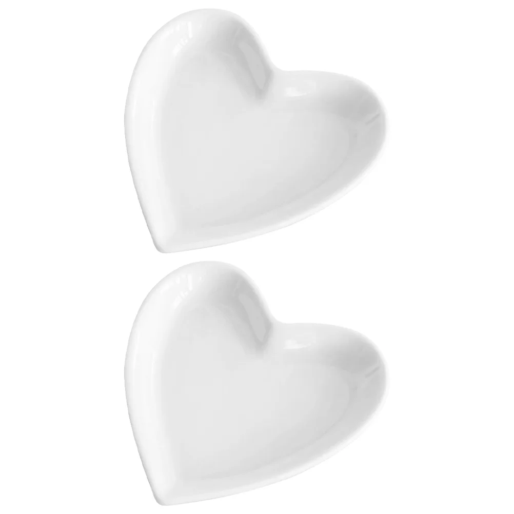 

2 Pcs Ceramic Snack Plates Kids Plate Seasoning Dish Dessert Bowl Heart Shaped Bowl Ceramics Ceramic Steak Plate Child