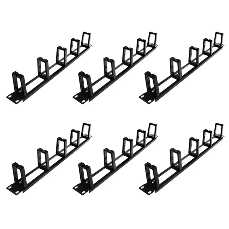 

6X 19 Inch 1U Rack Cabinets Network Organizer Hollow Metal Base Five Ring Detachable Wire Manager Frame