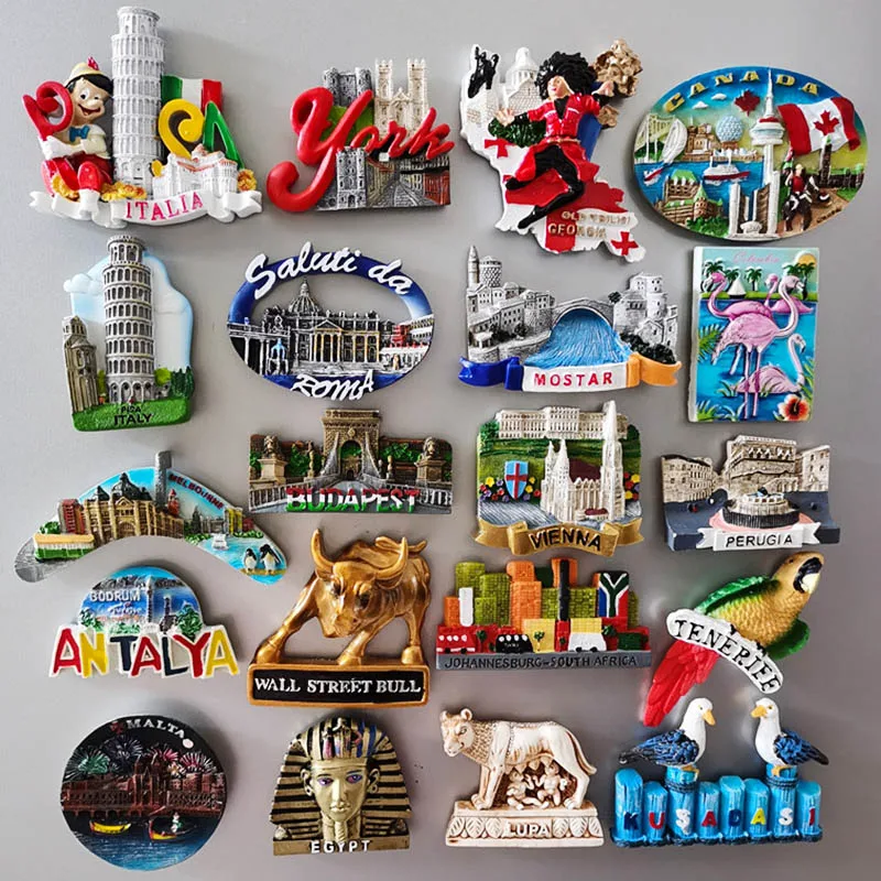 

Italia Pisa Roma Vienna Georgia British York Malta Budapest Mostar Egypt Antalya Columbia Fridge Magnet Sticker Tourist Souvenir