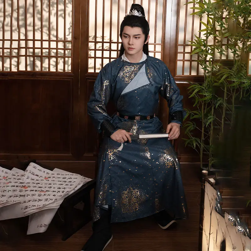 Оригинальный позолоченный халат ханьфу с круглым вырезом произведенный в