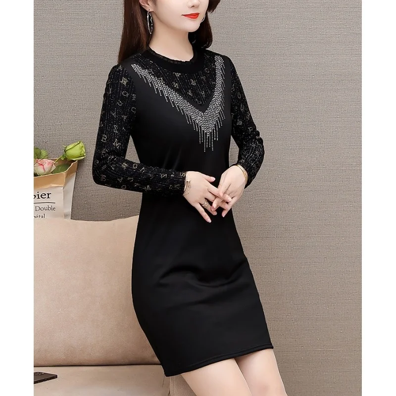 Женское платье с флисовой подкладкой Mom Sle осень и зима 2023 новая маленькая