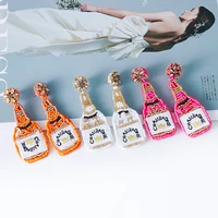 new fashion wine bottle handmade drop dangle earrings simple czech beads earrings for women statement jewelry gift