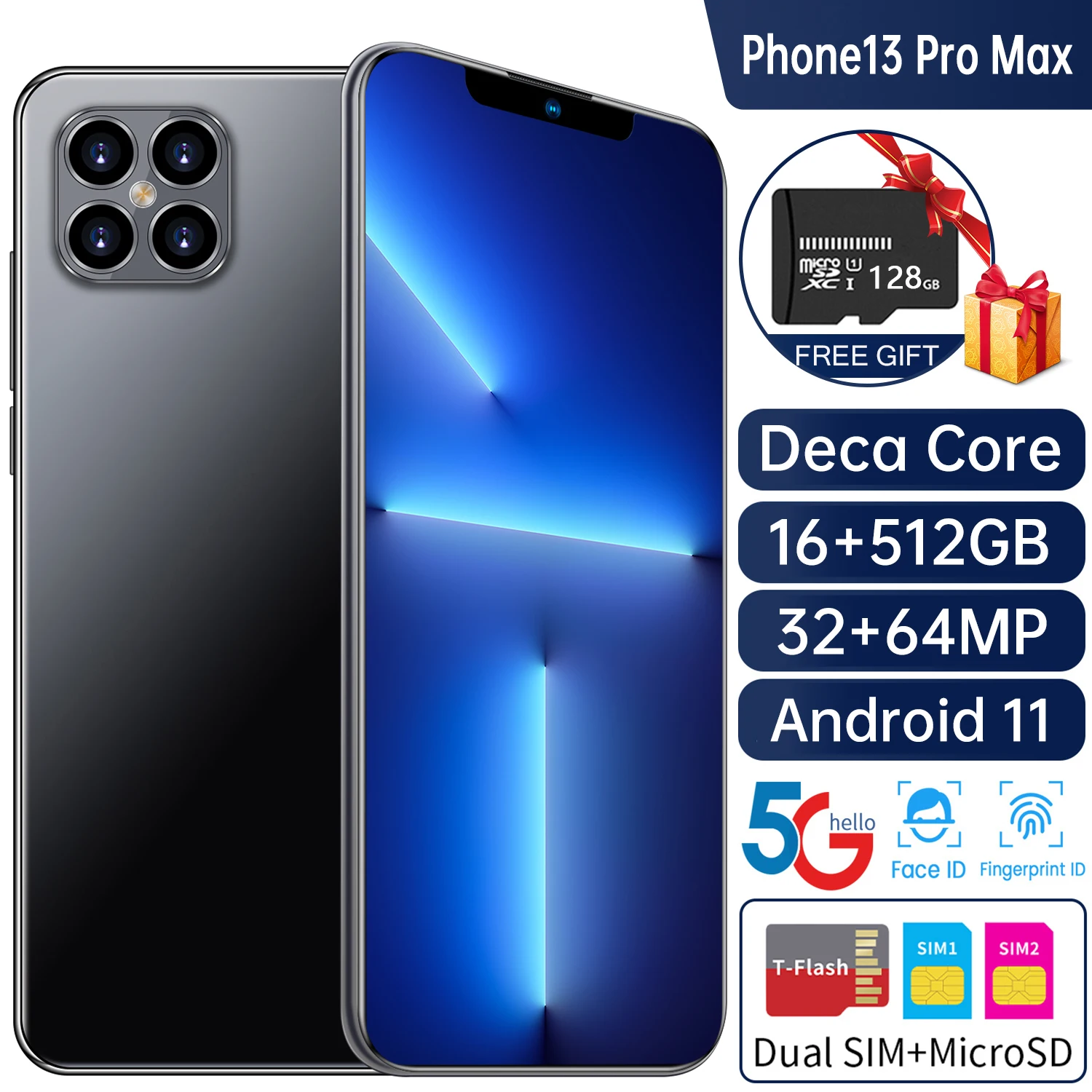 

Global Version 6.7 inch Notch Screen 5G Smartphone 12GB+512GB for Apple IPhone 13 Pro Max Cellphone Samsung Huawei Mobile Phone
