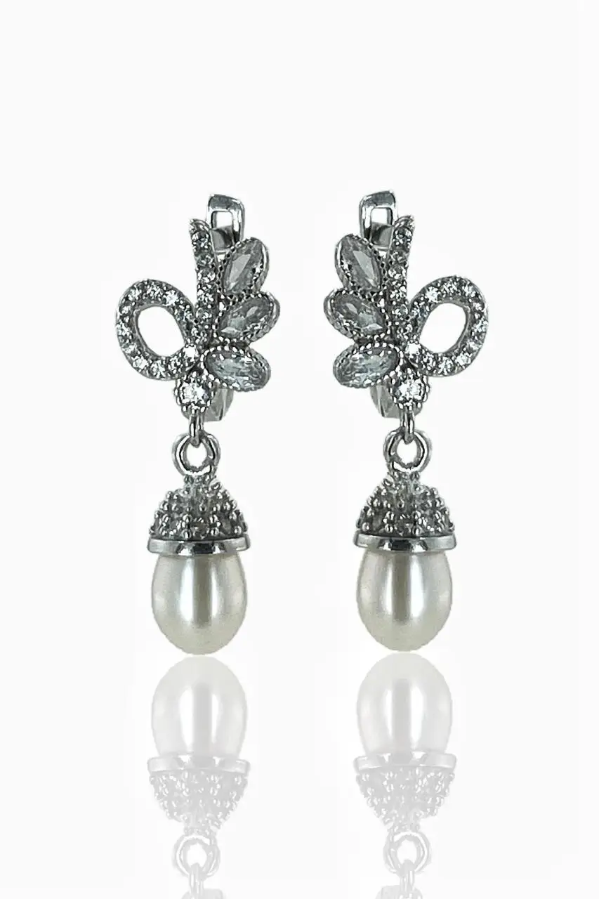

New Model Marquise Zircon Pearl 925 Silver Earrings