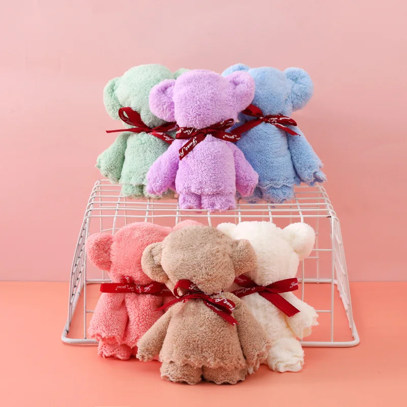 

Colorful Bear Towel Valentine's Gift To A Girl High Quality Coral Fleece Lovely Baby Shower Party Favors for Guest Wedding Gifts