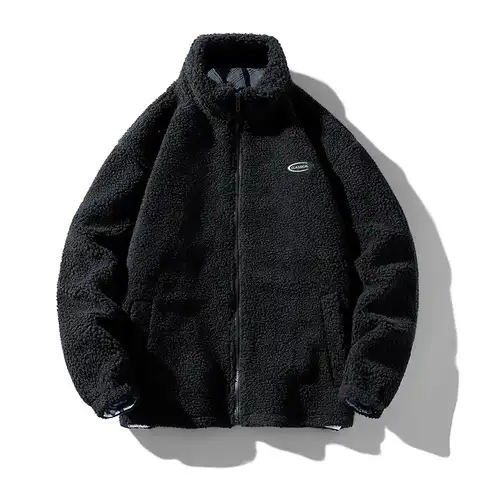Зимняя флисовая пушистая куртка в стиле хип-хоп, уличная одежда в стиле Харадзюку, пушистая куртка на молнии, мужские осенние однотонные лег...