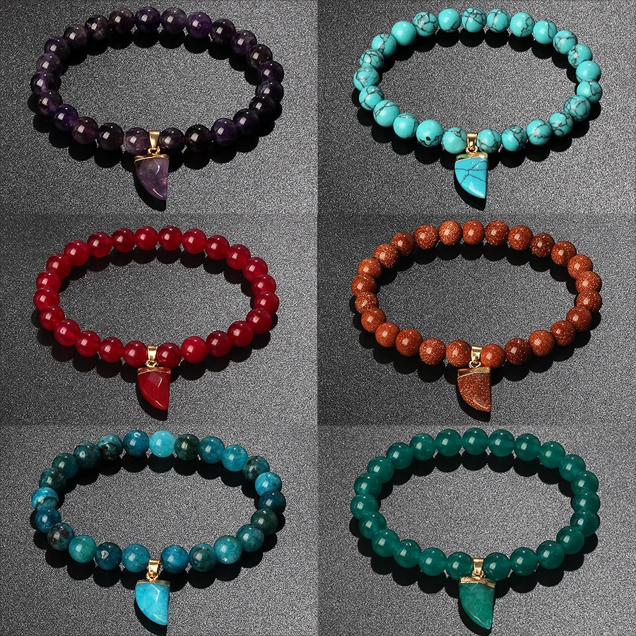 Мужской/женский браслет из натурального камня агата и бусин |