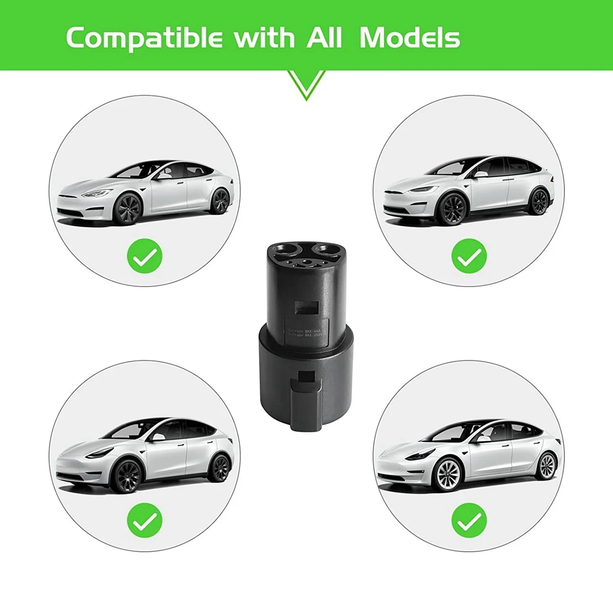 

Electric Car Charging Connector SAE J1772 Type 1 to Tesla EVSE EV Charger Adapter for Tesla Model X/Y/3/S
