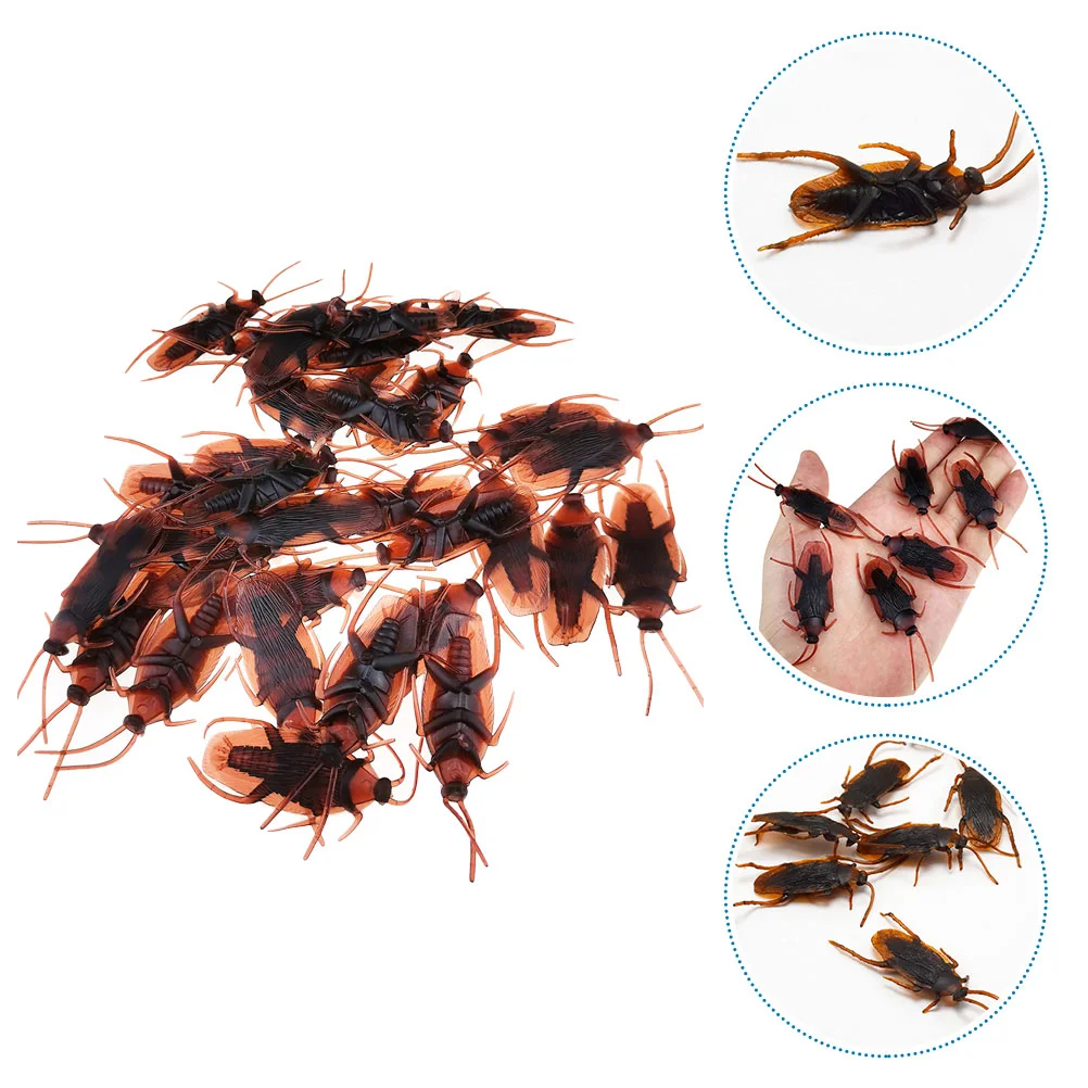 

100 Pcs Halloween Trick Toy Prank Fake Roaches Vivid Cockroach Decor Toys Party Prop Scary Realistic Bugs Simulation