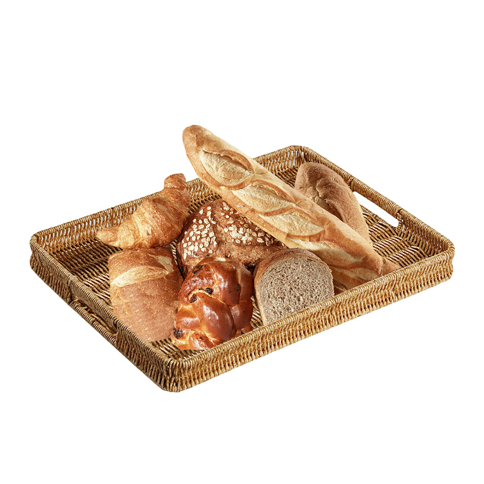 

Поднос из ротанга, прямоугольный плетеный поднос, поднос для ванной комнаты, держатель для полотенец и салфеток, плетеные декоративные серв...