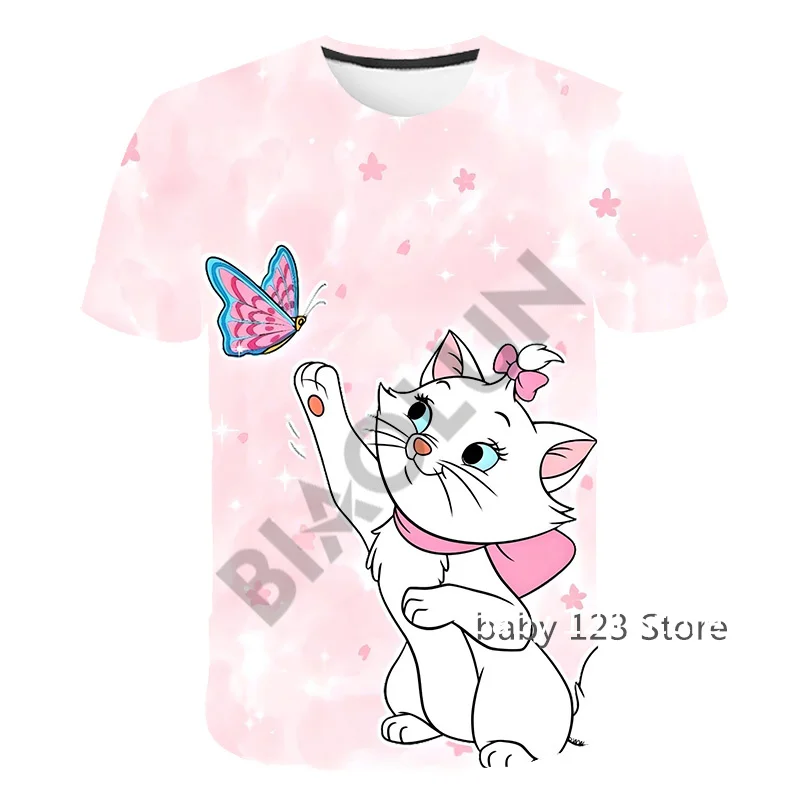 

Disney Cat adventures 3D Anime Printed T Shirt For Children Boys Girls Summer Short sleeve T-shirt Funny Tshirt Kids Clothes