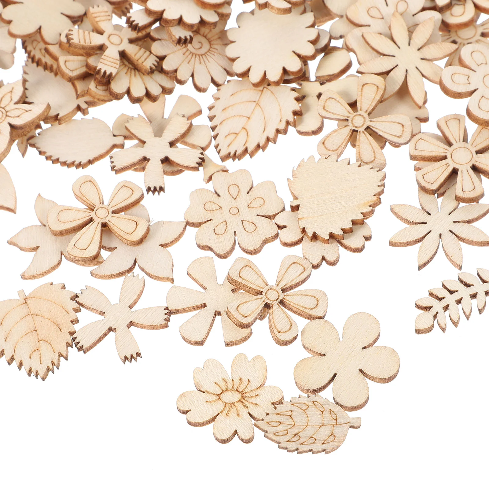 

200Pcs Unfinished Flower Cutouts Leaves Cutouts DIY Crafts Projects Decor