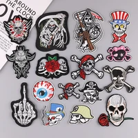2022 new embroidery patches punk skull patch shoes and hats adorn badges eyes wizard human skeleton patch ironing appliques