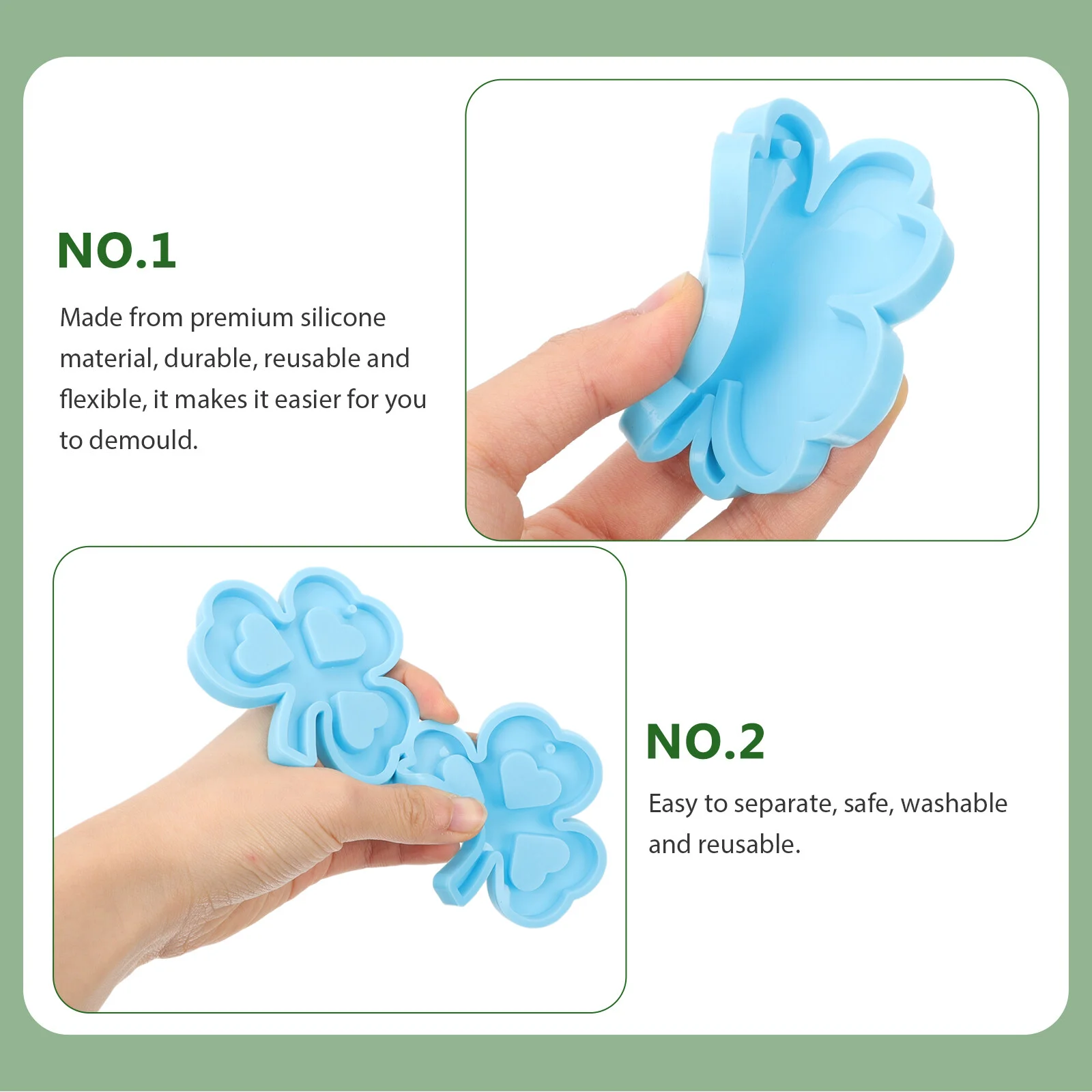 3 Pcs Chocolate Candies Tuile Molds Silicone DIY Key Ring Delicate Keychain Silica Gel Charm Resin St Patrick' Day