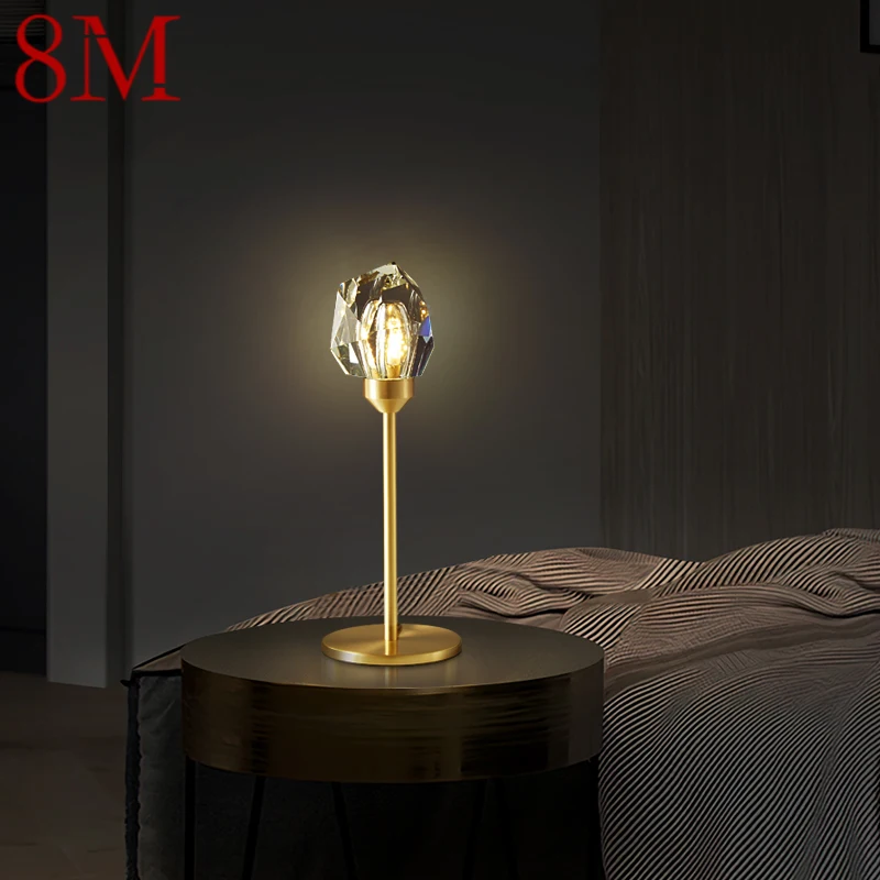 

8M Modern Brass Table Lamp LED Crystal Desk Lighting Beauty Creative Decor For Living Bedroom