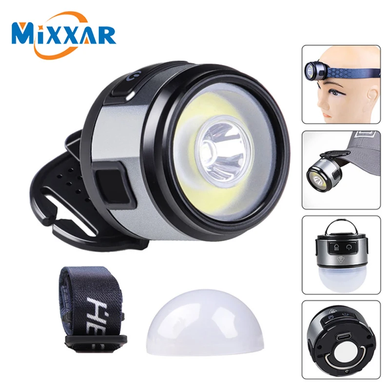 4 IN 1 Mini Multifunction XPG+COB Headlamp Rechargeable USB C Cap Clip With Strong Magnet Headlight For Outdoor Fishing Camping